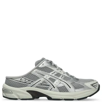 Right side profile of ASICS GEL-MULE showcasing metallic ASICS branding, open heel, and cushioned midsole.