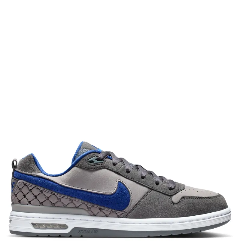 Medial side view of Nike SB Paul Rodriguez Zoom Air Low with patterned heel overlay detail.