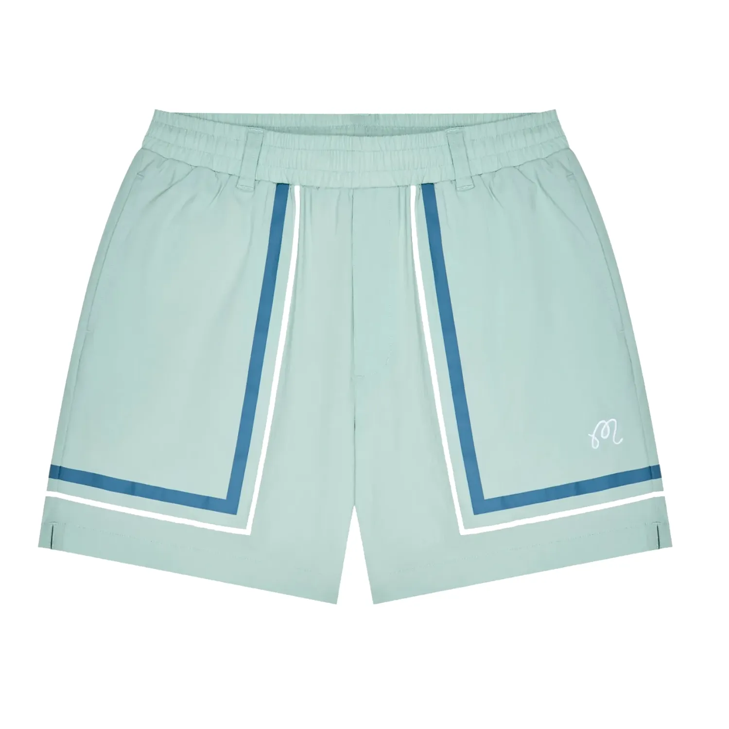 Malbon Golf Scooter Playa Short in Surf Spray with blue and white stripe detailing.