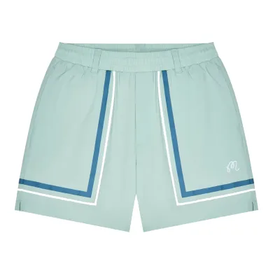 Malbon Golf Scooter Playa Short in Surf Spray with blue and white stripe detailing.