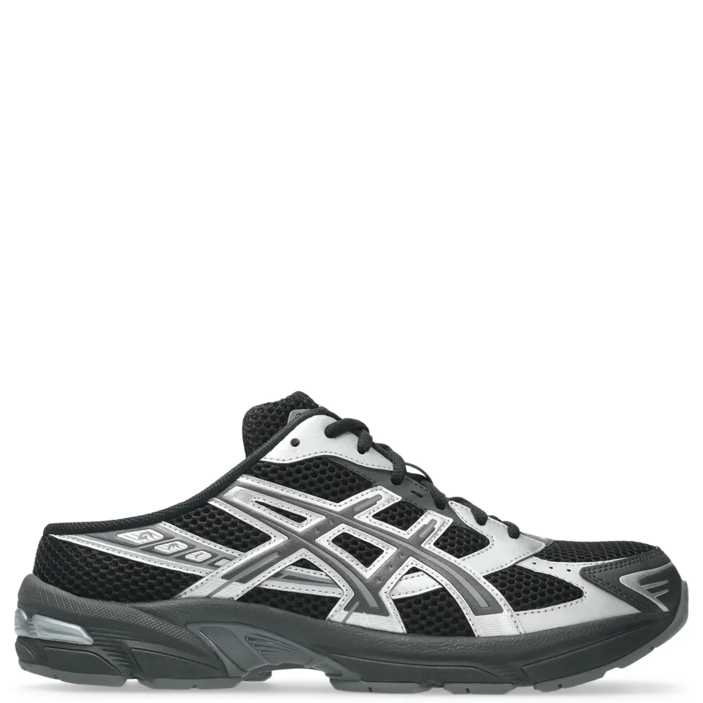 Right side profile of the ASICS GEL-MULE displaying the open-back construction, mesh upper, and GEL-cushioned heel.