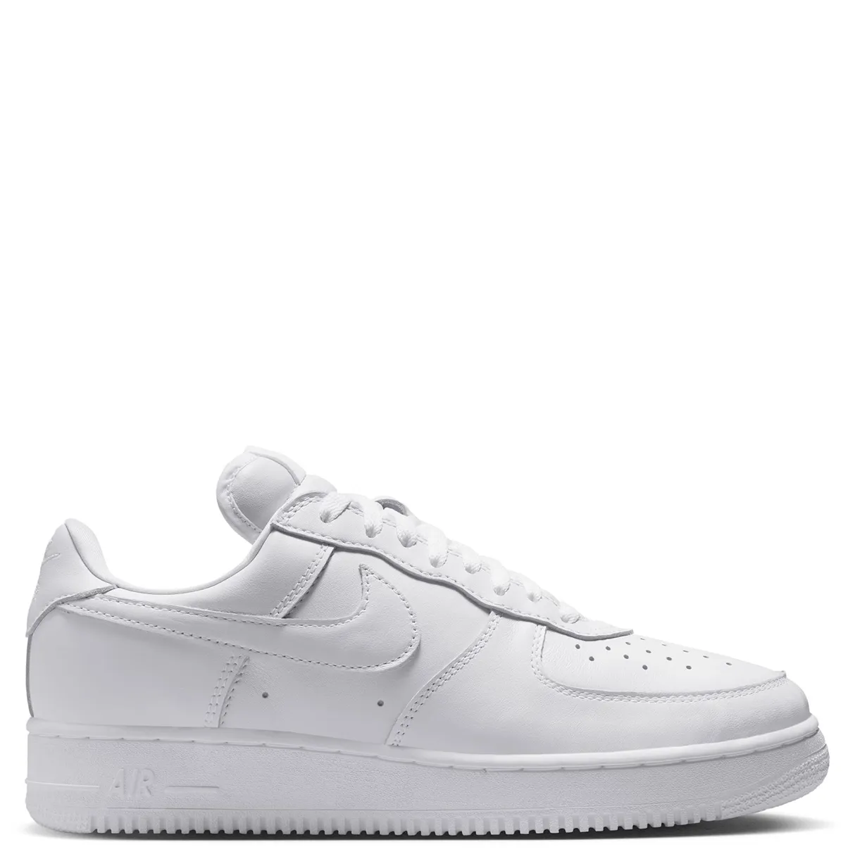 Medial side profile of the Nike Air Force 1 '01 Triple White.