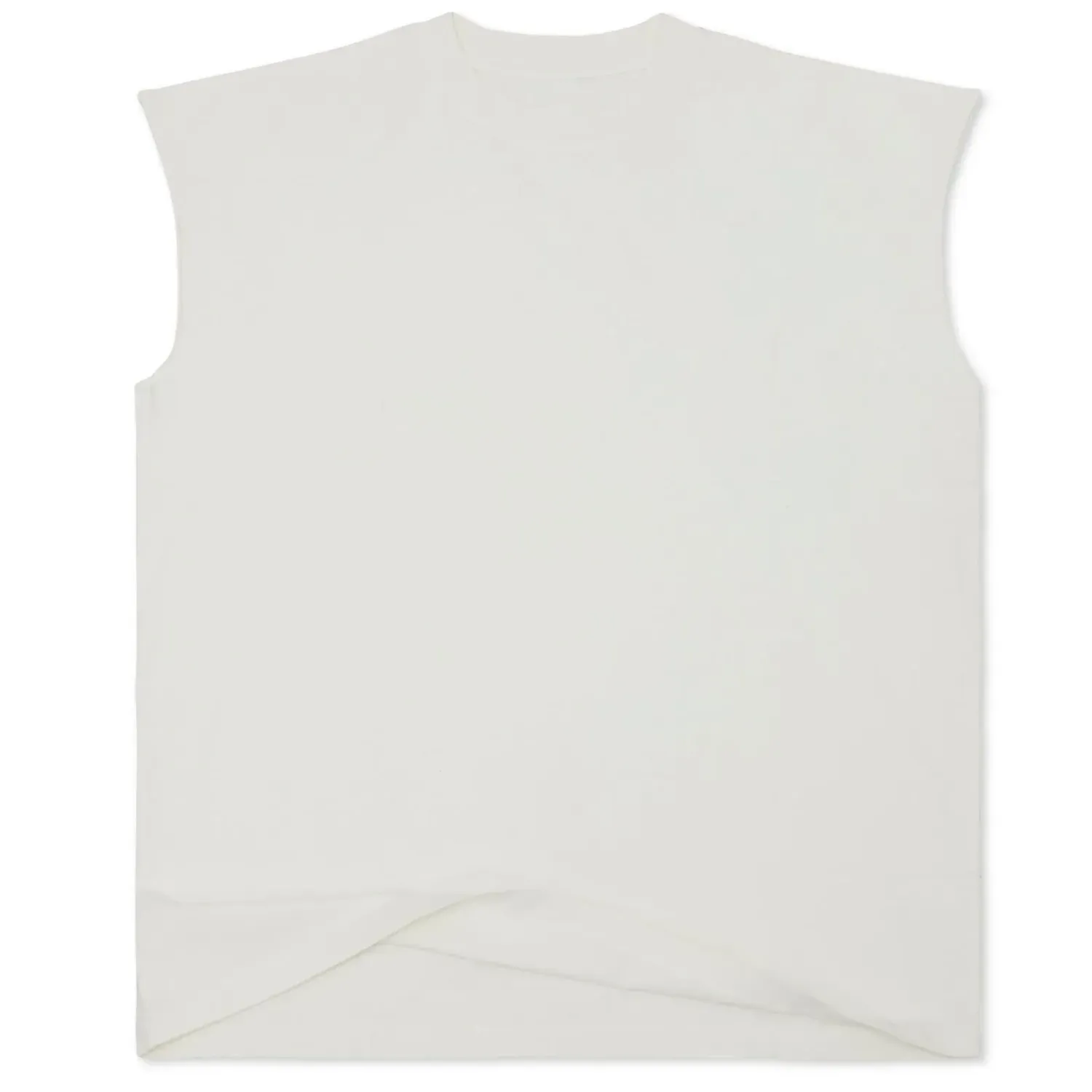 Cotton Collective Muscle Tee in Blanc White shown from the front with a sleeveless boxy silhouette.