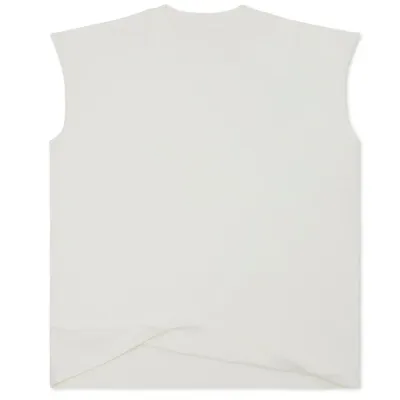 Cotton Collective Muscle Tee in Blanc White shown from the front with a sleeveless boxy silhouette.