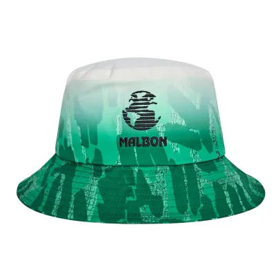 Back view of Malbon Golf bucket hat in Jungle Gradient camo with black embroidered Malbon logo.