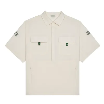 Front product image of the Malbon Golf Bass Club Seersucker Windshirt in Ivory.