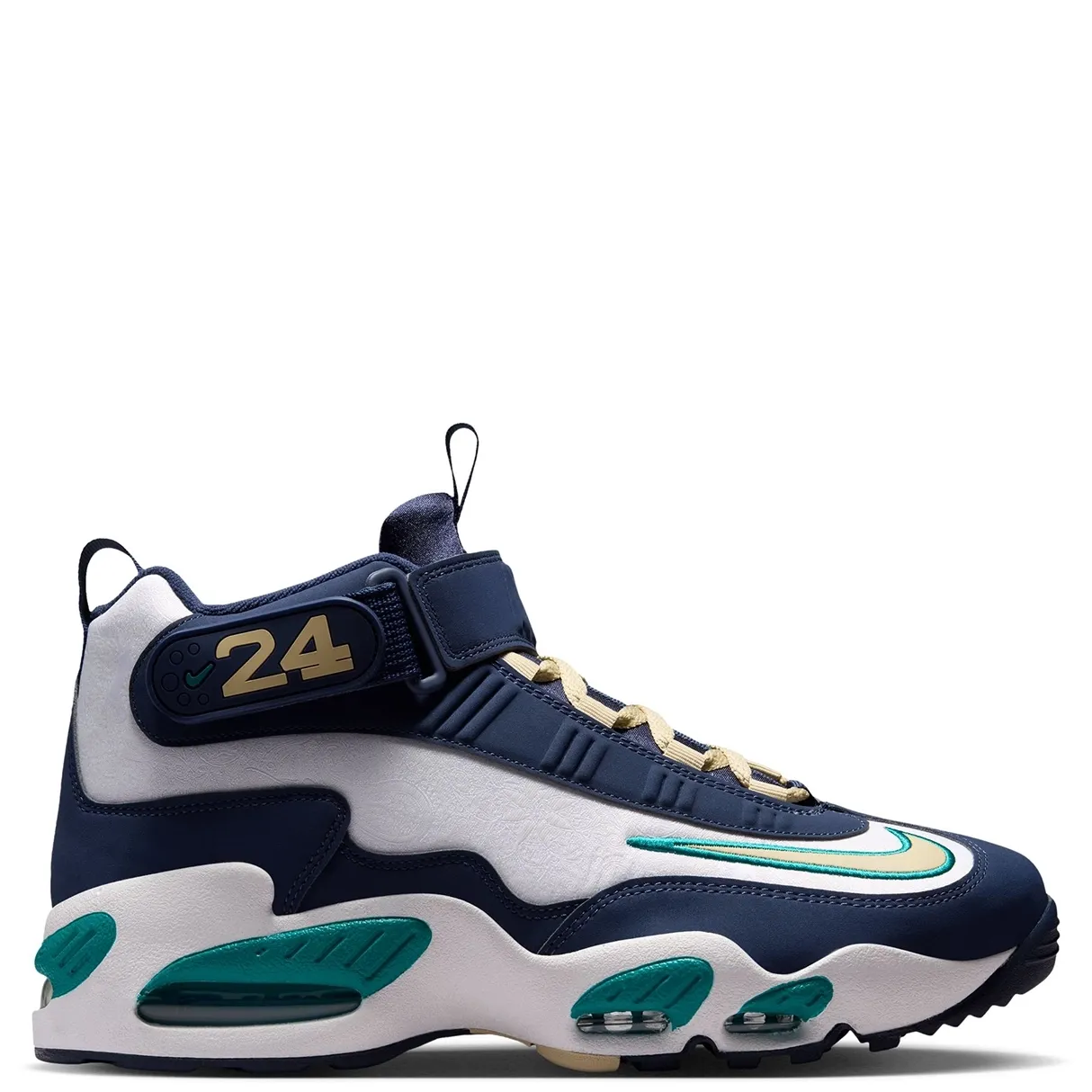 Medial side profile of Nike Air Griffey Max 1 showing the signature ankle strap and Max Air midsole.