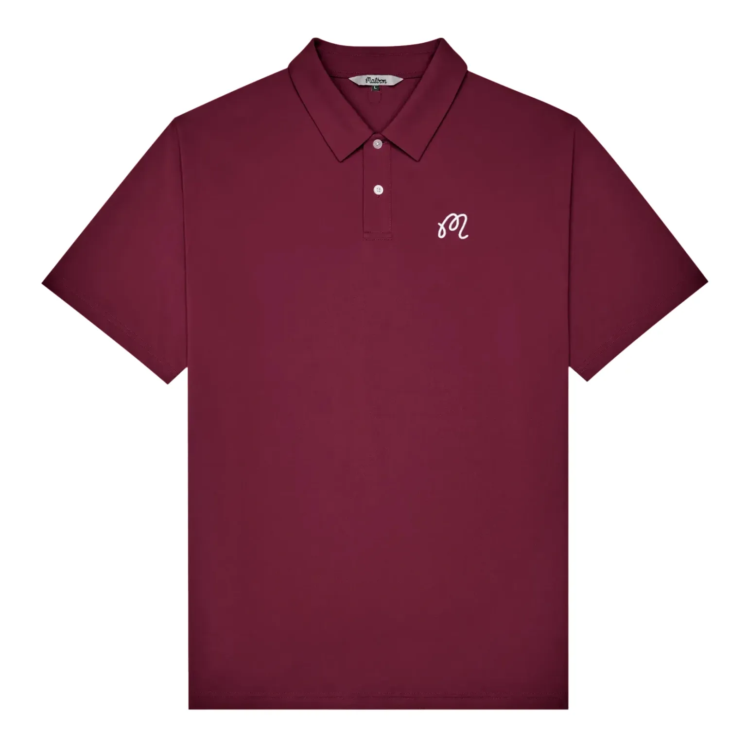 Malbon Golf Fairway Polo in Raspberry Truffle shown from the front with collar and two-button placket.