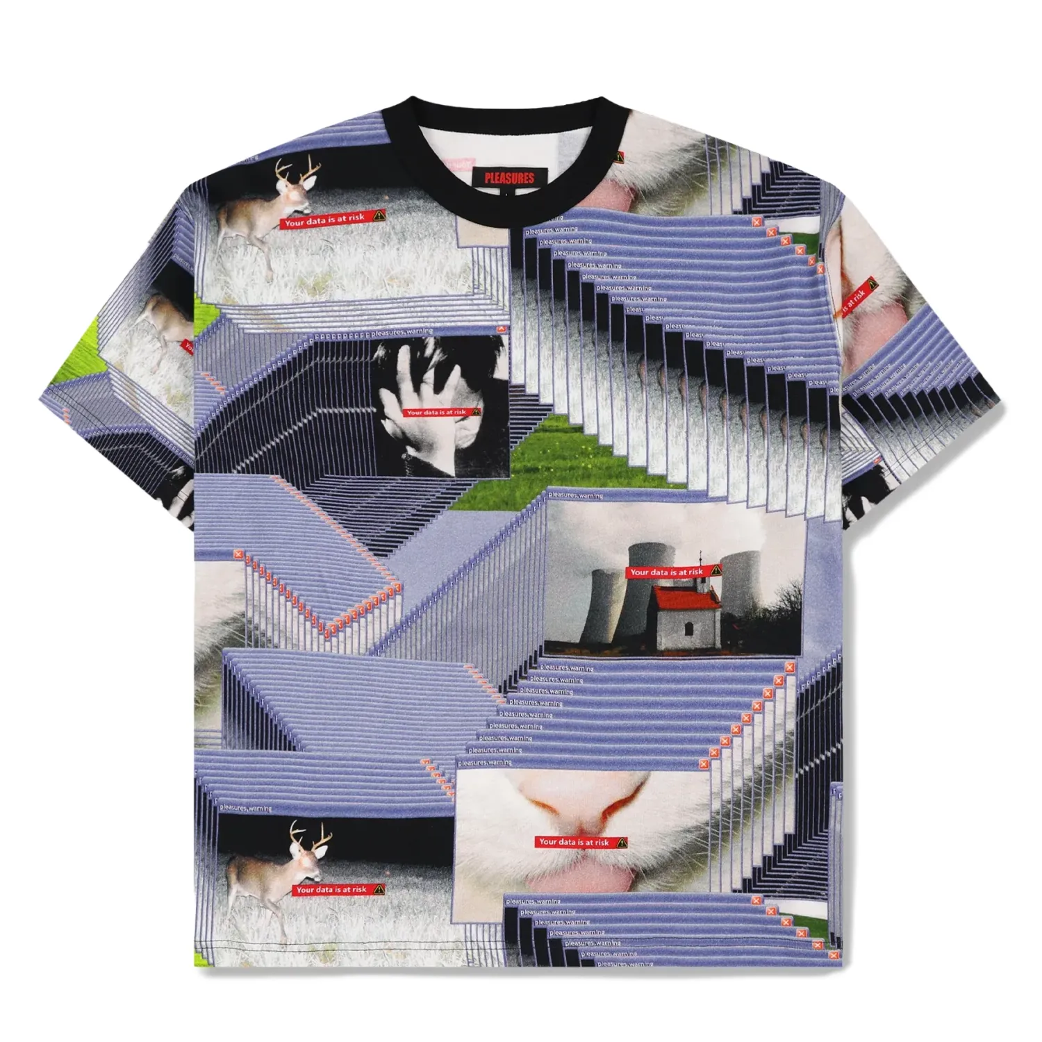 Front flat lay of the Pleasures Crash Heavyweight Tee in Multi.