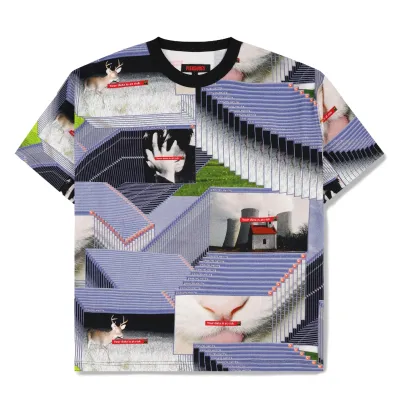 Front flat lay of the Pleasures Crash Heavyweight Tee in Multi.