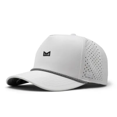 Melin Odysea Rope Bulls Icon HYDRO Hat in White with black rope detail.