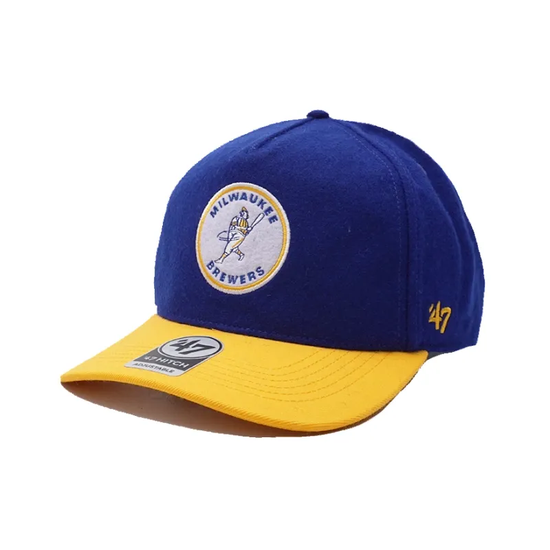 Royal and gold '47 Brewers Cooperstown wool Hitch snapback hat.