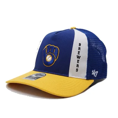 Royal and gold '47 Brewers split panel mesh Hitch snapback hat.