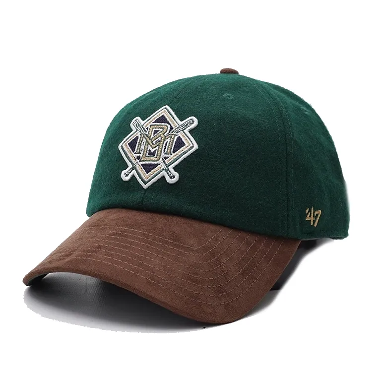 '47 Brewers Cooperstown wool suede Clean Up hat in dark green and brown.