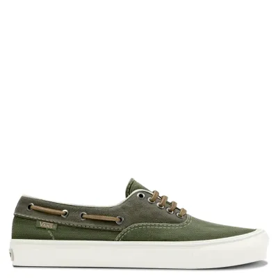 Lateral side view of Vans Authentic Boat Shoe in Green Balsam with boat-style lacing