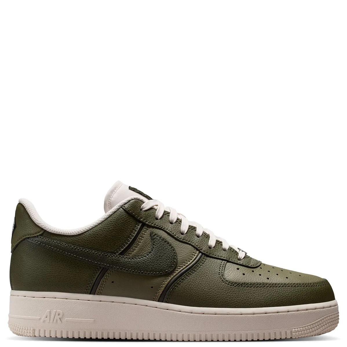 Medial side profile of Nike Air Force 1 '07 LV8 with layered leather panels.