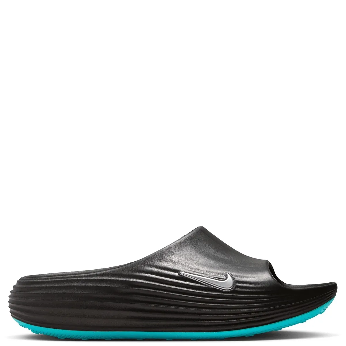 Medial side view of Nike ReactX Rejuven8 recovery slide in Black