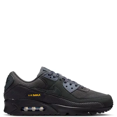 Medial side profile of Nike Air Max 90 Premium in Anthracite and Dark Smoke Grey