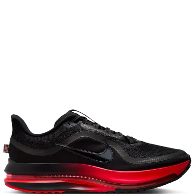 Medial side profile of Nike Pegasus Premium in Black with University Red midsole