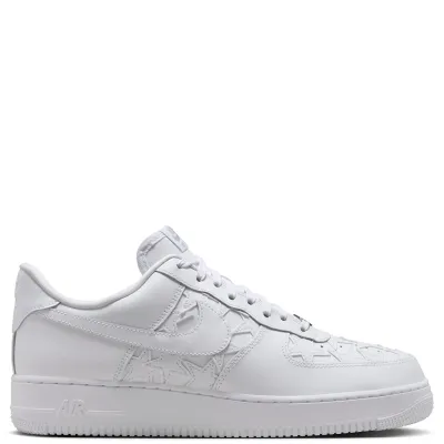 Medial side profile of Nike Air Force 1 '07 Edge in all-white leather construction