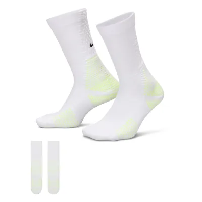 Nike Unicorn Dri-FIT ADV Crew Socks in White/Volt with targeted cushioning and support