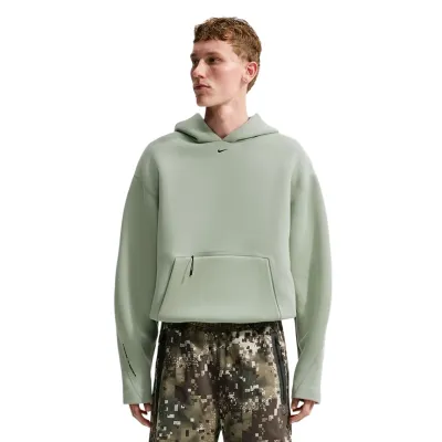 Front view of Nike Tech Fleece Pullover Hoodie in Jade Horizon with zippered pouch pocket