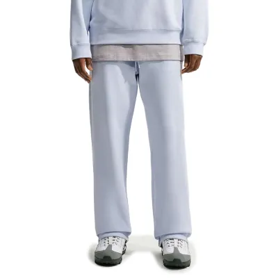 Front view of Nike Solo Swoosh Open-Hem Pants in Football Grey