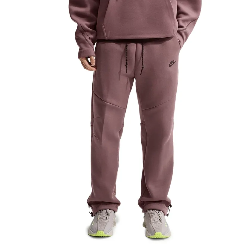 Front view of Nike Tech Fleece Open-Hem Pants in Tattoo with open hems and drawcord waistband