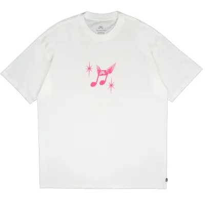 Front view of Nike SB FC Pack Tee in White with pink music note chest graphic