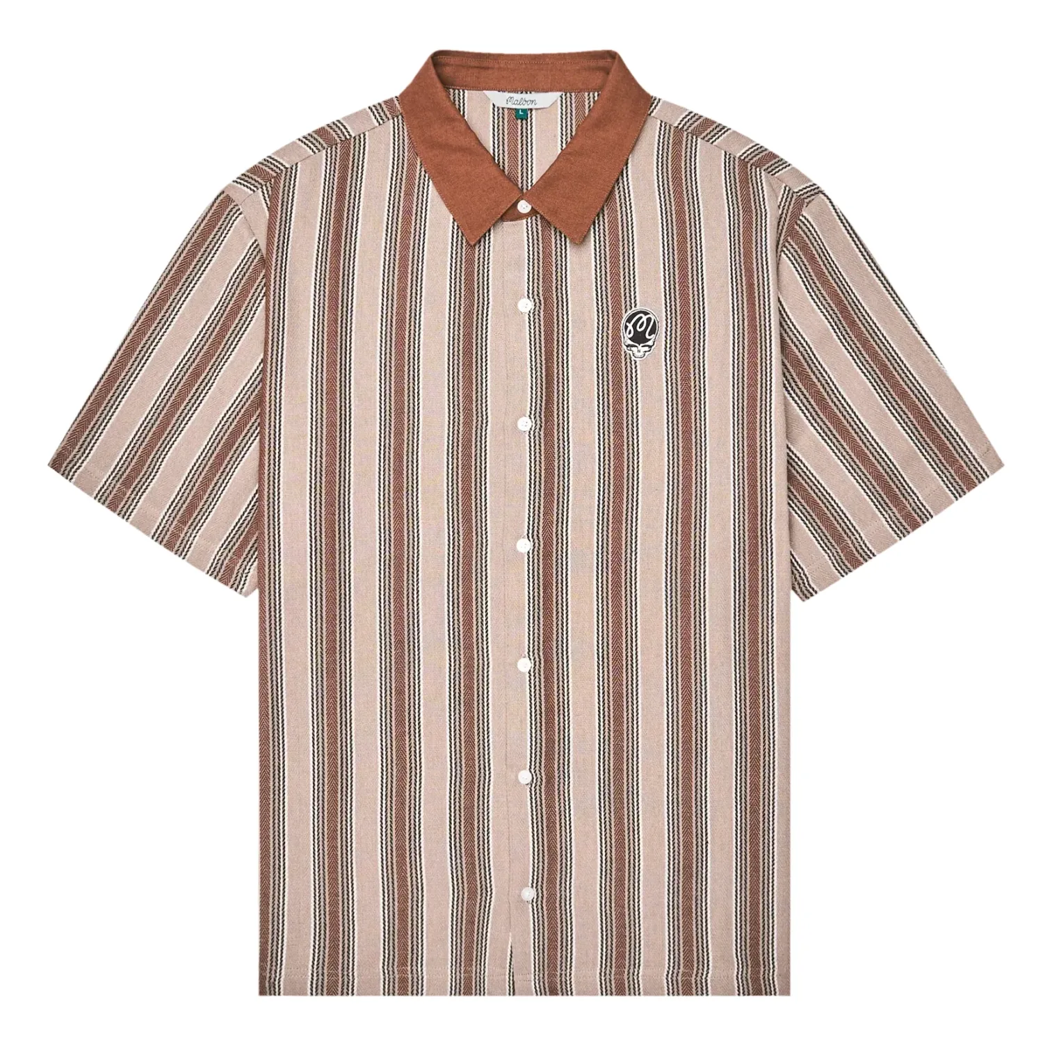 Front flat lay of Brown Malbon Golf Grateful Dead Stealie Blanket Polo