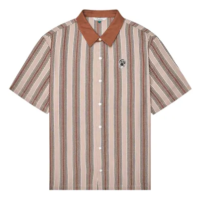 Front flat lay of Brown Malbon Golf Grateful Dead Stealie Blanket Polo