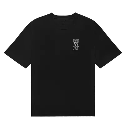 Front view of Malbon Golf Grateful Dead Bermuda Alphabet Tee in Black