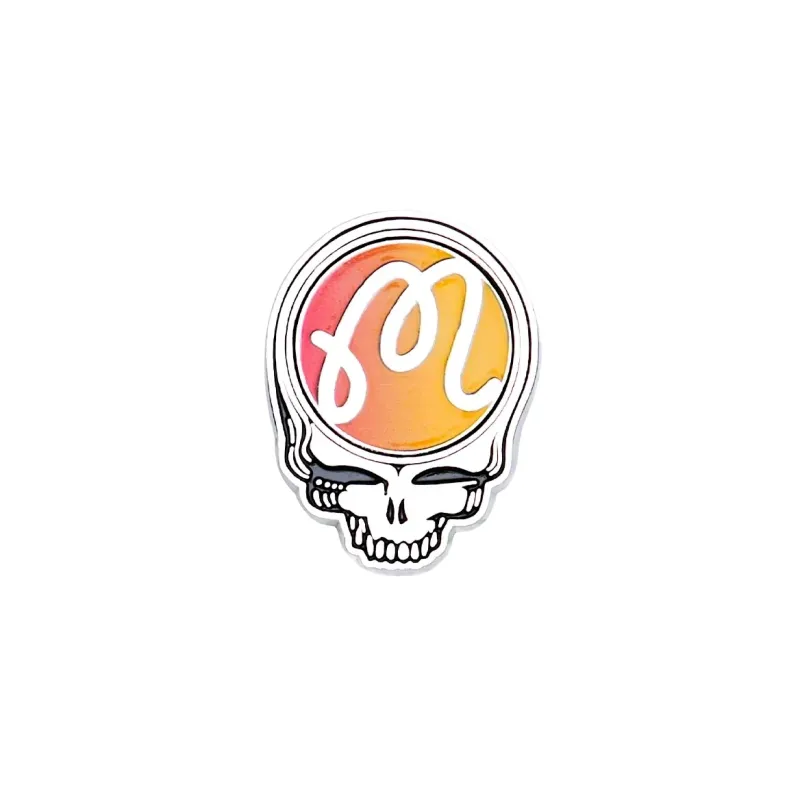 Front view of Malbon Grateful Dead Stealie Ball Marker with colorful Stealie enamel artwork
