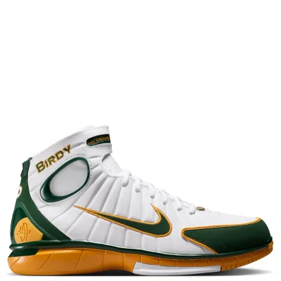 Medial side profile of Nike Air Zoom Huarache 2K4 Sue Bird featuring Birdy embroidery and ankle strap.