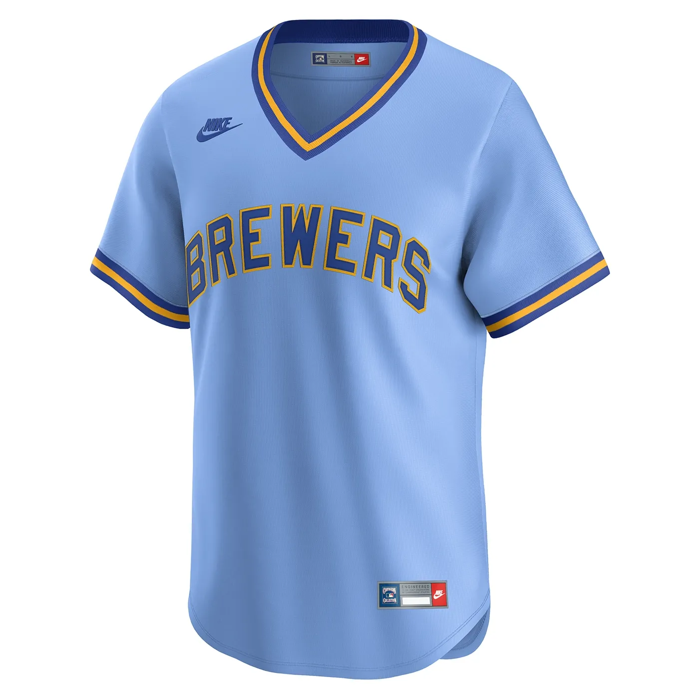 Front view of the Nike Milwaukee Brewers Cooperstown Dri-FIT Limited Jersey in light blue.