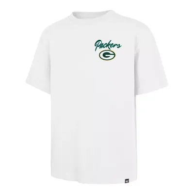 Front view of '47 Brand Green Bay Packers Knock Out Backer Script Foundation Tee in White