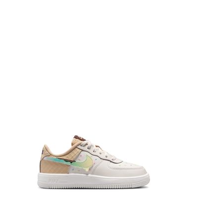 Medial side profile of Nike Force 1 Low PS with sprinkle graphics and iridescent Swoosh.