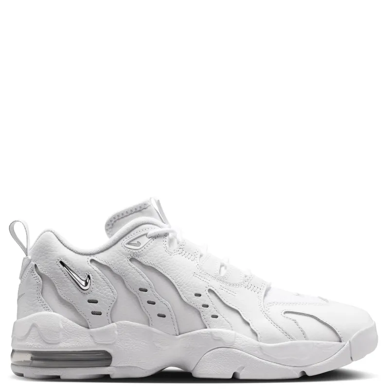 Medial view of Nike Air DT Max '96 Low highlighting sculpted overlays, metallic Swoosh and Max Air cushioning.