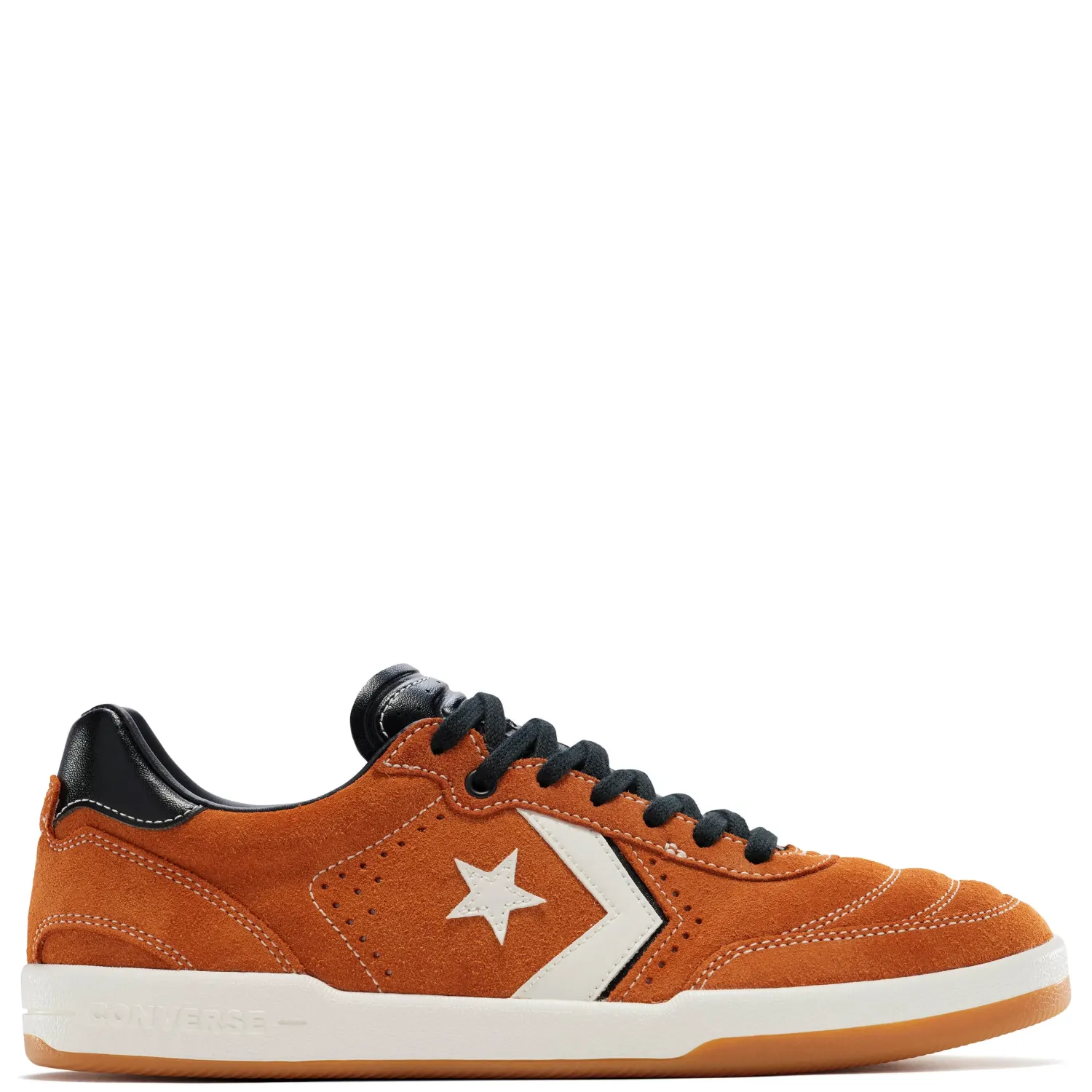 Side view of Converse Louie Lopez Pro 2 Rusted Bolt suede shoe with white Star Chevron logo and gum outsole.