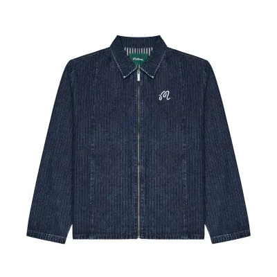Front flat lay of Malbon Foreman Jacket with full-zip closure and embroidered chest logo.