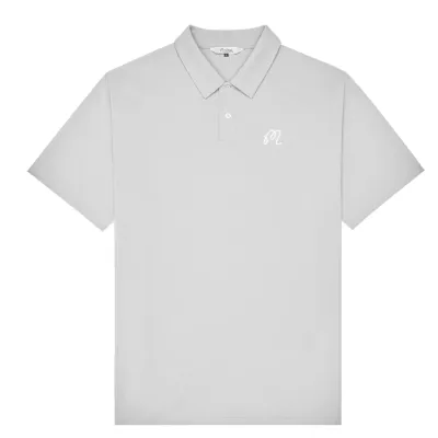 Front flat lay of the Malbon Golf Fairway Polo in Micro Chip with embroidered chest logo.