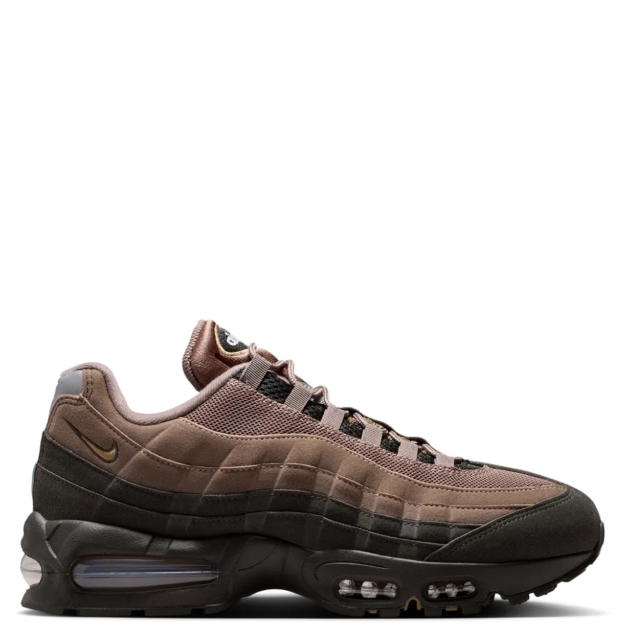 Medial side profile of Nike Air Max 95 Big Bubble OG with anatomical-inspired panel design.