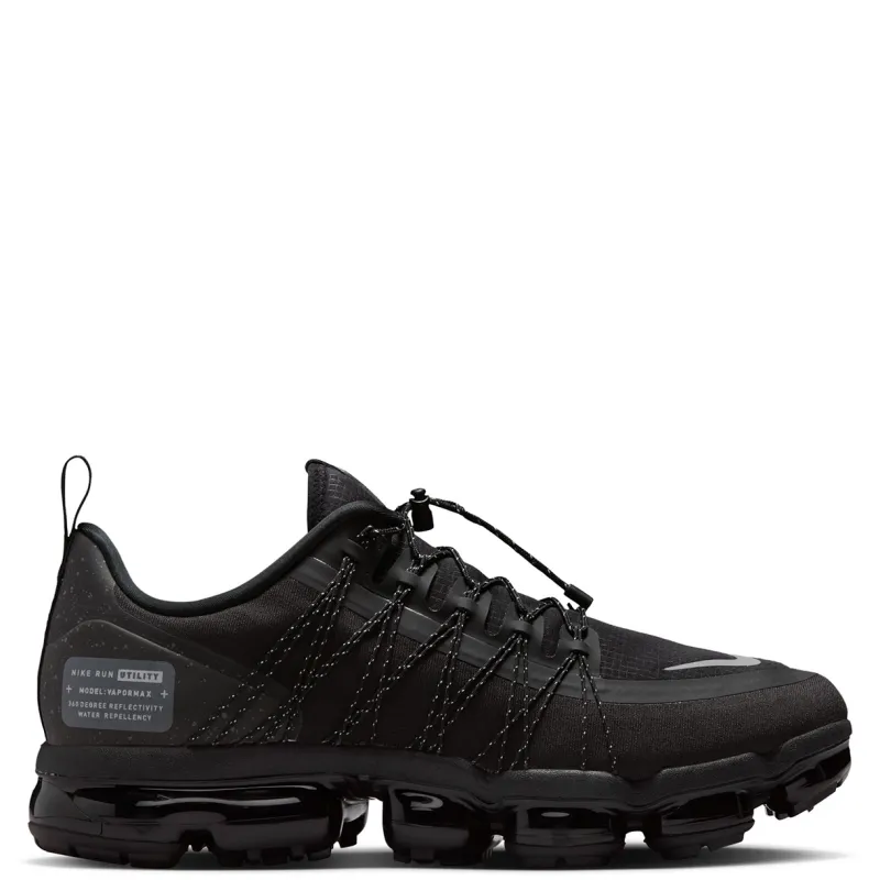 Medial side profile of Nike Air VaporMax Run Utility highlighting Run Utility heel graphics.