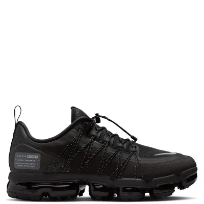 Medial side profile of Nike Air VaporMax Run Utility highlighting Run Utility heel graphics.