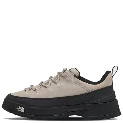 Side view of The North Face Glenclyffe Urban Low in White Dune with black protective rand and rugged outsole.