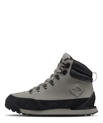 Side view of The North Face Back-To-Berkeley IV Leather boot with Stone Slab leather, black suede rand and DRYVENT.