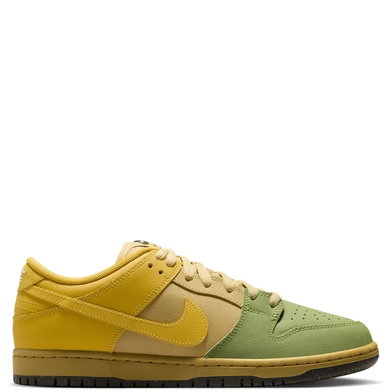 Medial side view of Nike SB Dunk Low Pro Hatch Chili with layered leather panels and classic SB profile.