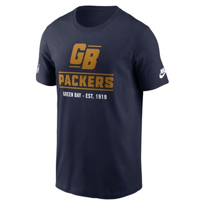 Front angled view of the Nike Green Bay Packers Sideline Alternate Final Sprint Tee in navy.