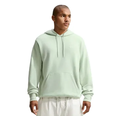 Front view of the Jade Aura Nike Club Hoodie showing its classic fit, drawcord hood and pouch pocket.