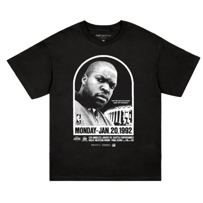 Black Full Court Press Death Certificate tee with a large monochrome Ice Cube basketball-inspired front graphic.
